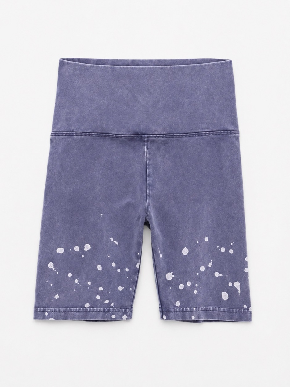 Aerie Offline High Waisted Blue Bleach Wash Biker Shorts Size M 7” Inseem New